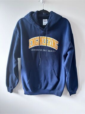 Lakehead University Engineering Hoodie Men’s Large Navy Appliqué Campus Alumni